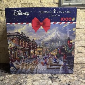 Ceaco Jigsaw Puzzle ~ Thomas Kinkade Mickey & Minnie Candy Cane Express 1000 pcs